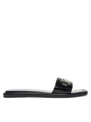 Tory Burch Klapki T Lock Slide 164676 Czarny. Czarne klapki damskie Tory Burch, bez wzorów, ze skóry, bez obcasa, bez zapięcia. Za 1,279.00 zł.