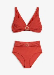 Bikini bustier z ozdobnym kółkiem (2 części). Brązowe bikini bonprix, bez wzorów. Za 127.99 zł.