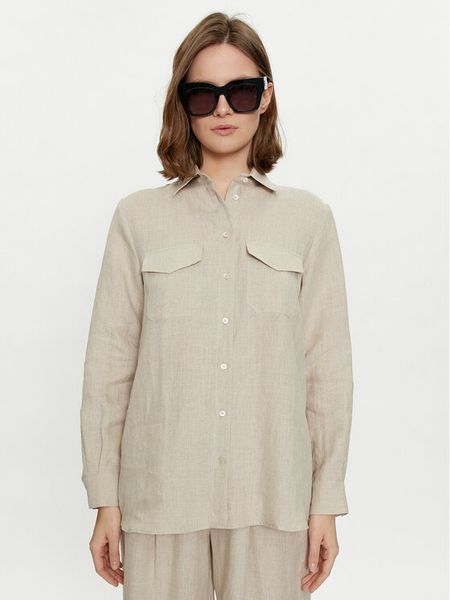 Marella Koszula Alcide 2413111142 Écru Regular Fit. Koszule damskie Marella, bez wzorów, ze lnu, bez kołnierzyka, bez ramiączek. Za 469.99 zł.