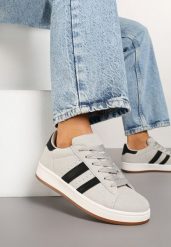Szare Sneakersy Ozdobione Paskami Dolirenna. Szare obuwie sportowe damskie Renee, na lato, z jeansu, bez zapięcia. Za 69.99 zł.