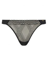 BOSS Stringi Eyelet 50540420 Czarny. Czarne stringi Boss, bez wzorów, z syntetyku. Za 99.99 zł.