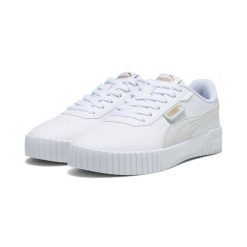 Buty do chodzenia damskie Puma Carina 2.0. Białe obuwie trekkingowe damskie Puma, z materiału, bez zapięcia. Za 422.00 zł.