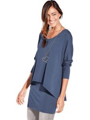 Heine Koszulka w kolorze niebieskim rozmiar: 40. Niebieskie bluzki damskie Heine, bez wzorów, bez kołnierzyka, bez ramiączek. Za 126.99 zł.