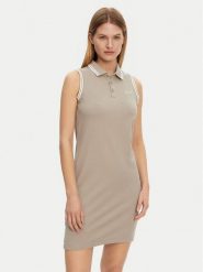 Guess Sukienka codzienna V5GK04 KCOK1 Khaki Regular Fit. Brązowe sukienki damskie Guess, z aplikacjami, z bawełny, bez ramiączek. Za 179.99 zł.