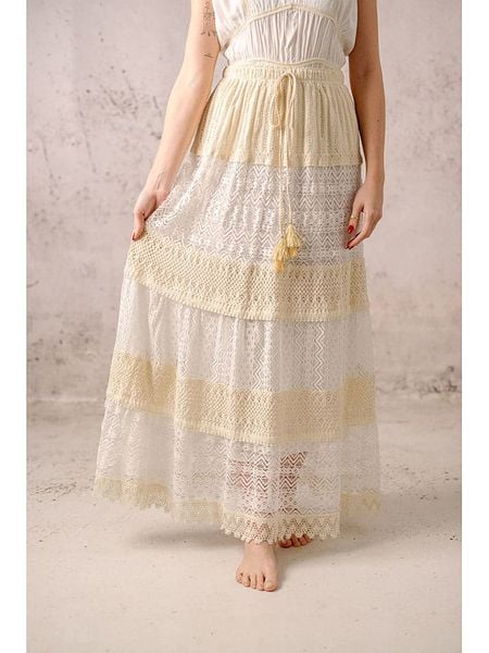 Lula Natura Spódnica w kolorze biało-żółtym rozmiar: onesize. Białe spódnice damskie Lula Natura, bez wzorów, z koronki, maxi. Za 83.03 zł.