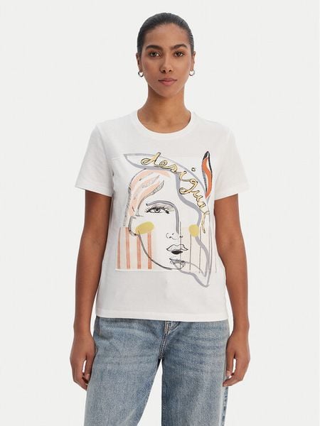 Desigual T-Shirt 26SWTK51 Biały Regular Fit. Białe t-shirty damskie Desigual, xl, bez wzorów, z bawełny, bez kołnierzyka. Za 168.99 zł.