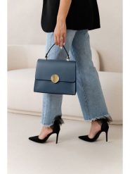 Lia Biassoni Skórzana torebka "Ensa" w kolorze granatowym - 26 x 22 x 12 cm rozmiar: onesize. Niebieskie torebki klasyczne damskie Lia Biassoni, z materiału, przez ramię, bez dodatków. Za 304.99 zł.