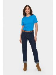 SAINT TROPEZ Koszulka w kolorze niebieskim rozmiar: M. Niebieskie koszulki damskie Saint Tropez, m, bez wzorów, bez kołnierzyka, bez ramiączek. Za 83.22 zł.