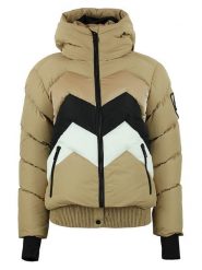 Peak Mountain Kurtka narciarska "Arulis" w kolorze beżowo-czarno-białym rozmiar: S. Białe kurtki sportowe damskie Peak Mountain, m, bez wzorów, bez kaptura. Za 332.24 zł.