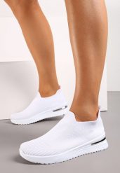 Białe Buty Sportowe z Wsuwaną Skarpetkową Cholewką do Kostki Elairi. Białe obuwie sportowe casual damskie Renee. Za 39.99 zł.