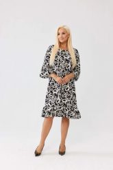 Elegancka czarno biała sukienka Selina PLUS SIZE XXL OVERSIZE JESIEŃ. Białe sukienki damskie Moda Size Plus Iwanek, bez wzorów, ze skóry, eleganckie, bez ramiączek. Za 259.90 zł.