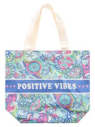 Zwillingsherz Shopper bag "Positive Vibes" ze wzorem - 45 x 38 x 17 cm rozmiar: onesize. Shopper bag Zwillingsherz, bez wzorów, z materiału, na ramię, bez dodatków. Za 60.99 zł.