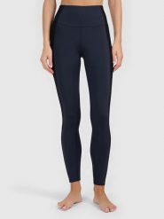 4F Legginsy sportowe w kolorze granatowym rozmiar: M. Niebieskie legginsy damskie 4F, m, bez wzorów, z materiału, z podwyższonym stanem, outdoorowe. Za 104.95 zł.