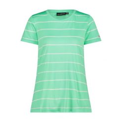 Koszulka w paski z okrągłym dekoltem damska CMP. Czerwone bluzki damskie CMP, bez wzorów, sportowe, bez kołnierzyka, bez ramiączek. Za 135.45 zł.