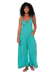 Aller Simplement Kombinezon w kolorze turkusowym rozmiar: 38/40. Niebieskie kombinezony damskie Aller Simplement, bez wzorów, z bawełny, bez kołnierzyka, bez ramiączek. Za 86.99 zł.