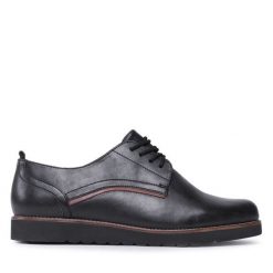 Oxfordy Lasocki. Czarne półbuty damskie Lasocki, bez wzorów, bez obcasa, bez zapięcia. Za 199.99 zł.