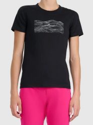 4F Koszulka w kolorze czarnym rozmiar: S. Czarne bluzki damskie 4F, s, bez wzorów, z bawełny, bez kołnierzyka, bez ramiączek. Za 35.02 zł.