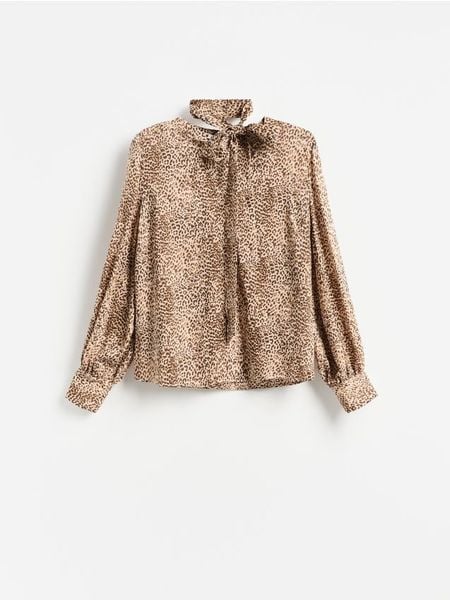 Wzorzysta koszula z lyocellu - wielobarwny. Koszule damskie Reserved, l, bez wzorów, z lyocellu, bez kołnierzyka, bez ramiączek. Za 129.99 zł.