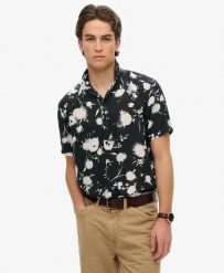 Superdry Koszula krótkie rękawy z nadrukiem w modal – Abstract Floral Mono. Koszule damskie Superdry, na lato, xl, bez wzorów, z materiału, klasyczne, bez kołnierzyka, bez ramiączek. Za 265.35 zł.
