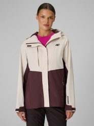 4F Kurtka trekkingowa membrana 10000 damska - kremowa XXL. Białe kurtki damskie 4F, xxl, bez wzorów, bez kaptura. Za 399.99 zł.