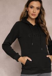Czarna Ocieplana Bluza z Haftem i Kapturem Ieliana. Czarne bluzy damskie Renee, l, bez wzorów, z dzianiny, z kapturem. Za 79.99 zł.