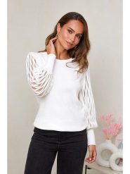 Soft Cashmere Sweter w kolorze białym rozmiar: 38/40. Białe swetry klasyczne damskie Soft Cashmere, z kaszmiru, bez kołnierzyka. Za 130.99 zł.