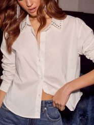 Milan Kiss Koszula w kolorze białym rozmiar: M. Białe koszule damskie Milan Kiss, m, bez wzorów, bez kołnierzyka, bez ramiączek. Za 152.99 zł.