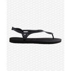 Klapki damskie Havaianas Luna. Czarne klapki damskie Havaianas, bez wzorów, z gumy, bez obcasa, bez zapięcia. Za 141.85 zł.