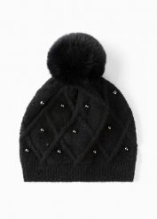 Czapka. Czarne czapki damskie bonprix, bez wzorów. Za 59.99 zł.