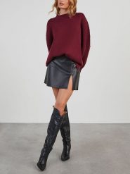 Milan Kiss Sweter w kolorze bordowym rozmiar: M. Czerwone swetry klasyczne damskie Milan Kiss, m, prążkowane, bez kołnierzyka. Za 200.60 zł.