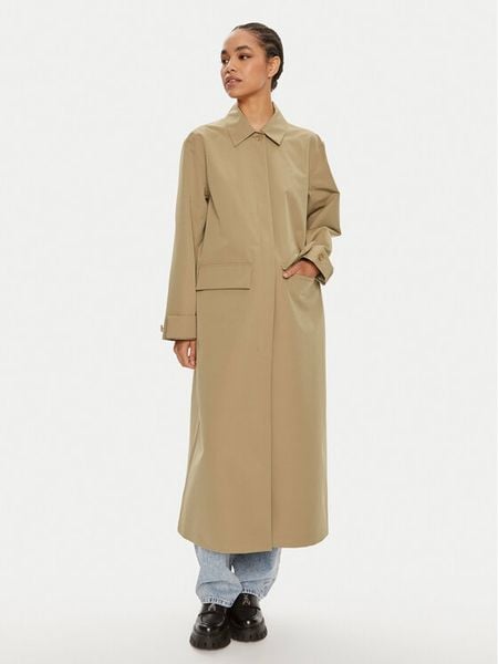 Calvin Klein Jeans Płaszcz przejściowy J20J224080 Beżowy Regular Fit. Brązowe płaszcze damskie Calvin Klein Jeans, l, bez wzorów, z jeansu, bez kaptura. Za 829.99 zł.