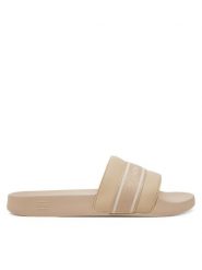 Tommy Hilfiger Klapki Hilfiger Poolside With Webbing FW0FW08529 Beżowy. Brązowe klapki damskie Tommy Hilfiger, bez wzorów, ze skóry, bez obcasa, bez zapięcia. Za 139.99 zł.