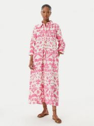 LOLA CASADEMUNT Sukienka koszulowa LS2616008 Różowy Relaxed Fit. Czerwone sukienki damskie LOLA CASADEMUNT, bez wzorów, z bawełny, bez ramiączek. Za 543.99 zł.