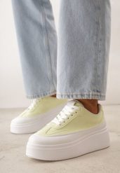 Żółte Sneakersy VICES na Platformie w Stylu lat 90. Donah. Żółte obuwie sportowe damskie Born2be, bez zapięcia. Za 89.99 zł.