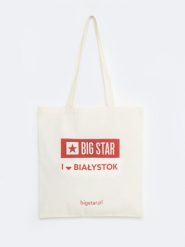 Torba bawełniana unisex Białystok 102. Białe torby podróżne Big Star, z bawełny, na ramię, z nadrukiem, bez dodatków. Za 4.99 zł.