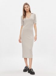Calvin Klein Sukienka dzianinowa K20K206519 Beżowy Regular Fit. Brązowe sukienki damskie Calvin Klein, bez wzorów, z bawełny, bez ramiączek. Za 449.99 zł.