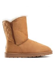 ISLAND BOOT Botki zimowe "Zasha" w kolorze jasnobrązowym rozmiar: 38. Brązowe botki damskie Island Boot, na zimę, z materiału, bez obcasa, bez zapięcia. Za 162.49 zł.