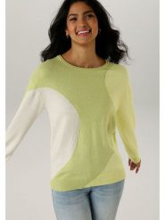 Aniston Sweter w kolorze jasnozielono-białym rozmiar: 40. Zielone swetry klasyczne damskie Aniston, bez kołnierzyka. Za 56.79 zł.