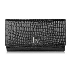 Portfel damski skórzany duży czarny croco z ochroną RFID Paolo Peruzzi AL-02-BL. Czarne portfele damskie PAOLO PERUZZI, bez wzorów, ze skóry. Za 89.00 zł.