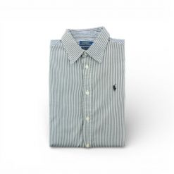 Klasyczna damska koszula w paski. Niebieskie koszule damskie Ralph Lauren, bez wzorów, klasyczne, bez kołnierzyka, bez ramiączek. Za 170.36 zł.