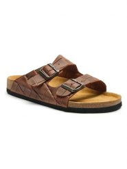 Comfortfusse Skórzane klapki w kolorze brązowym rozmiar: 43. Brązowe klapki damskie Comfortfüße, bez wzorów, z otwartym noskiem, bez obcasa, bez zapięcia. Za 260.99 zł.