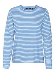 Vero Moda Koszulka "Oya" w kolorze niebieskim rozmiar: XS. Niebieskie bluzki damskie Vero Moda, xs, bez wzorów, z bawełny, bez kołnierzyka, bez ramiączek. Za 39.49 zł.