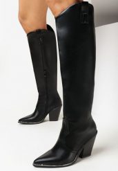 Czarne Kozaki Kowbojki na Wysokim Stożku z Cyrkoniami Joeli. Czarne kozaki damskie Born2be, bez obcasa, na obcasie, bez zapięcia. Za 169.99 zł.