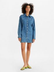 Levi's® Sukienka jeansowa Shay A45850001 Niebieski Loose Fit. Niebieskie sukienki damskie bez wzorów, z bawełny, bez ramiączek. Za 319.99 zł.