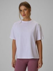4F T-shirt loose gładki damski - biały S. Białe t-shirty damskie 4F, s, bez wzorów, z bawełny, bez kołnierzyka. Za 79.99 zł.