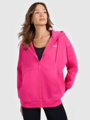 4F Bluza dresowa rozpinana z kapturem damska - różowa M. Czerwone kardigany damskie 4F, m, bez wzorów, z dresówki. Za 189.99 zł.