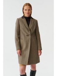 TATUUM Płaszcz przejściowy w kolorze beżowym rozmiar: 42. Brązowe płaszcze damskie TATUUM, bez wzorów, z wełny, bez kaptura. Za 188.40 zł.