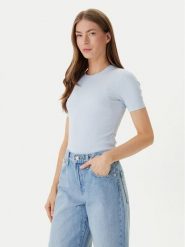 Calvin Klein T-Shirt LV044D246G Błękitny Slim Fit. Niebieskie t-shirty damskie Calvin Klein, xs, bez wzorów, bez kołnierzyka. Za 289.99 zł.