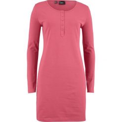 Sukienka shirtowa z plisą guzikową bonprix dymny malinowy. Czerwone sukienki damskie bonprix. Za 32.99 zł.