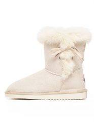 ISLAND BOOT Botki zimowe "Christy" w kolorze kremowym rozmiar: 38. Brązowe botki damskie Island Boot, na zimę, z materiału, bez obcasa, bez zapięcia. Za 152.98 zł.